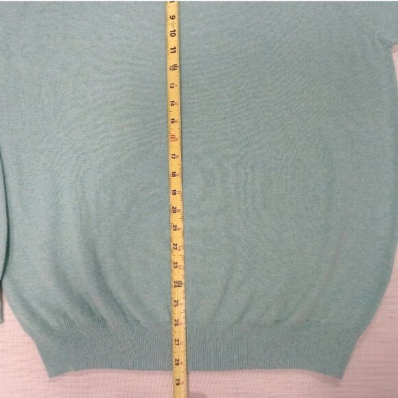 NWT Women's Cashmere Sweater Aquamarine Preppy Minimalist Pullover MSRP 111$  L - Picture 3 of 6